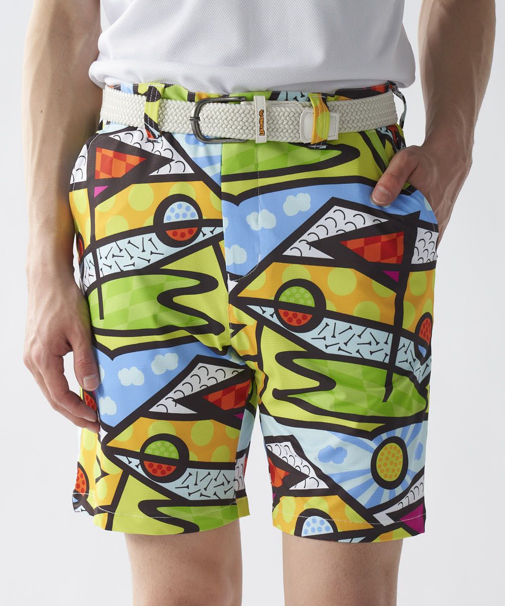 ラウドマウス　メンズ ECOベントメッシュ 柄ショートパンツGolf Trip Neon/ゴルフトリップネオン 765303-429