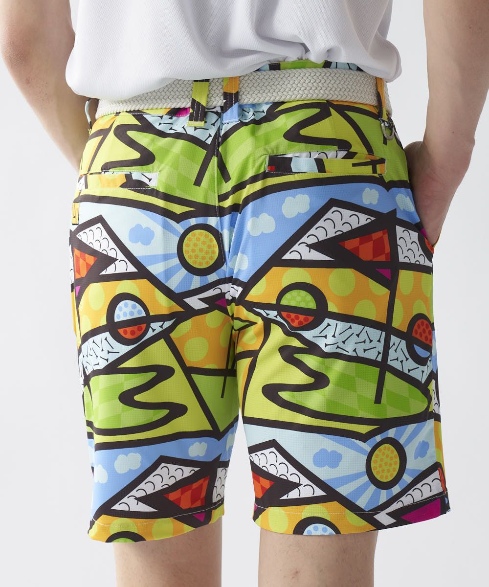 ラウドマウス　メンズ ECOベントメッシュ 柄ショートパンツGolf Trip Neon/ゴルフトリップネオン 765303-429