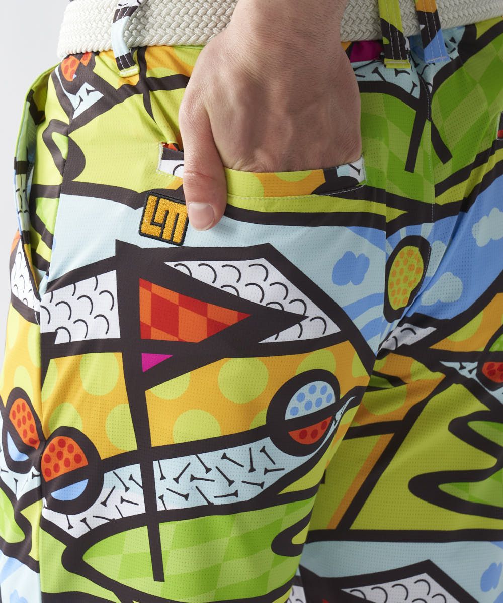 ラウドマウス　メンズ ECOベントメッシュ 柄ショートパンツGolf Trip Neon/ゴルフトリップネオン 765303-429