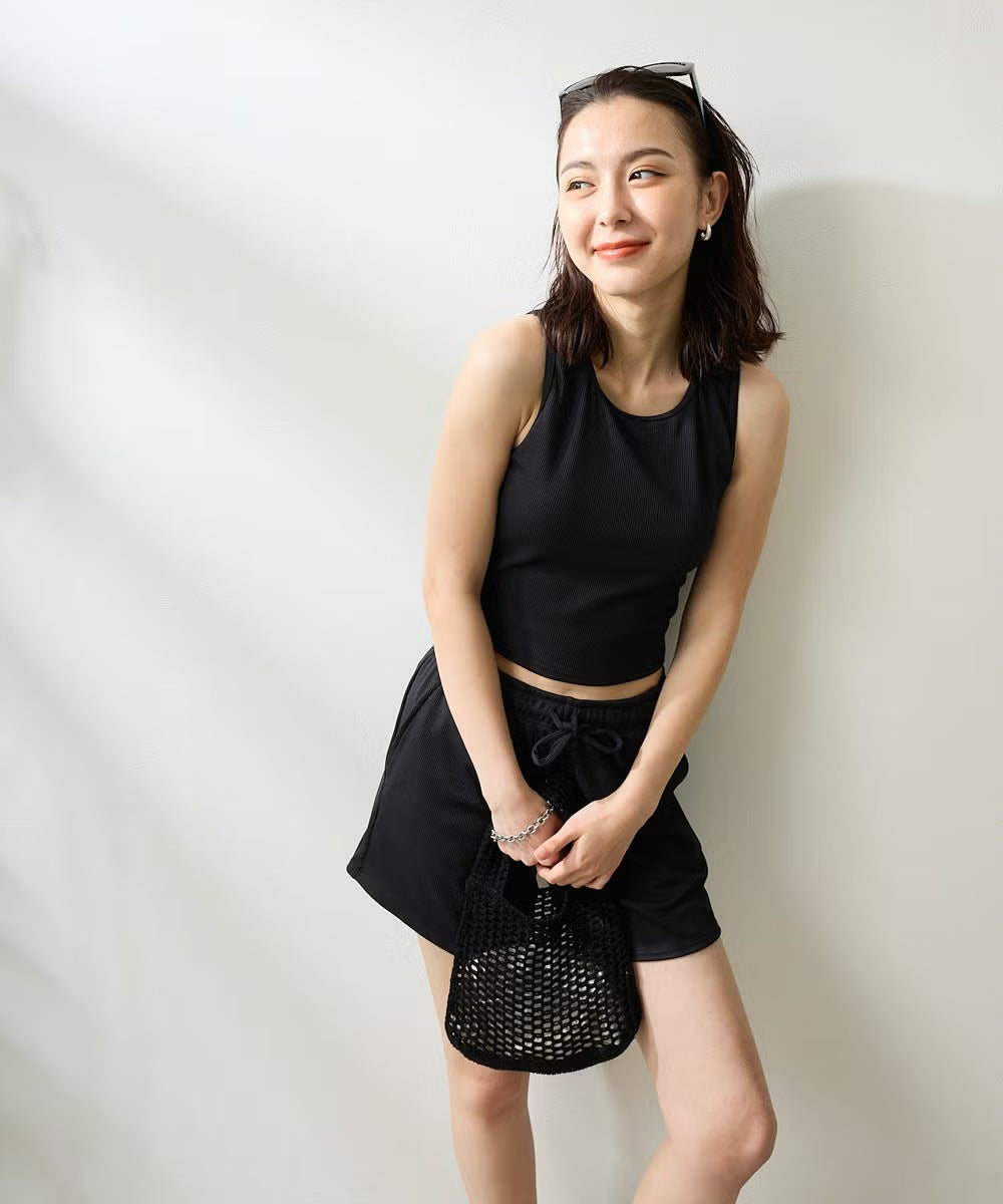 ocean pacific レディース リブ素材水着4点セット ラッシュガードロンT付き 524822-BLK