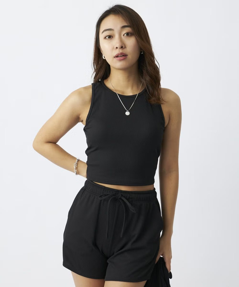ocean pacific レディース リブ素材水着4点セット ラッシュガードロンT付き 524822-BLK