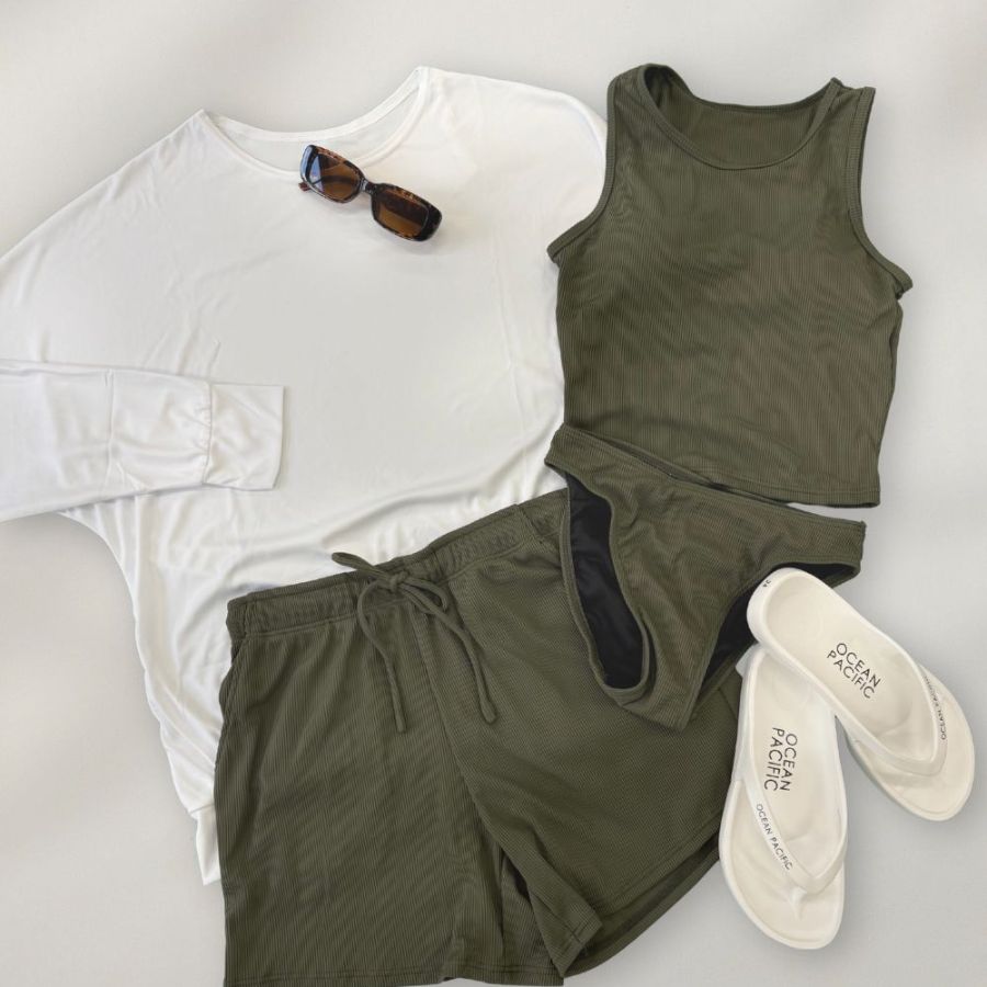 ocean pacific レディース ラッシュガード&ショートパンツ 上下セット　593800-WHT