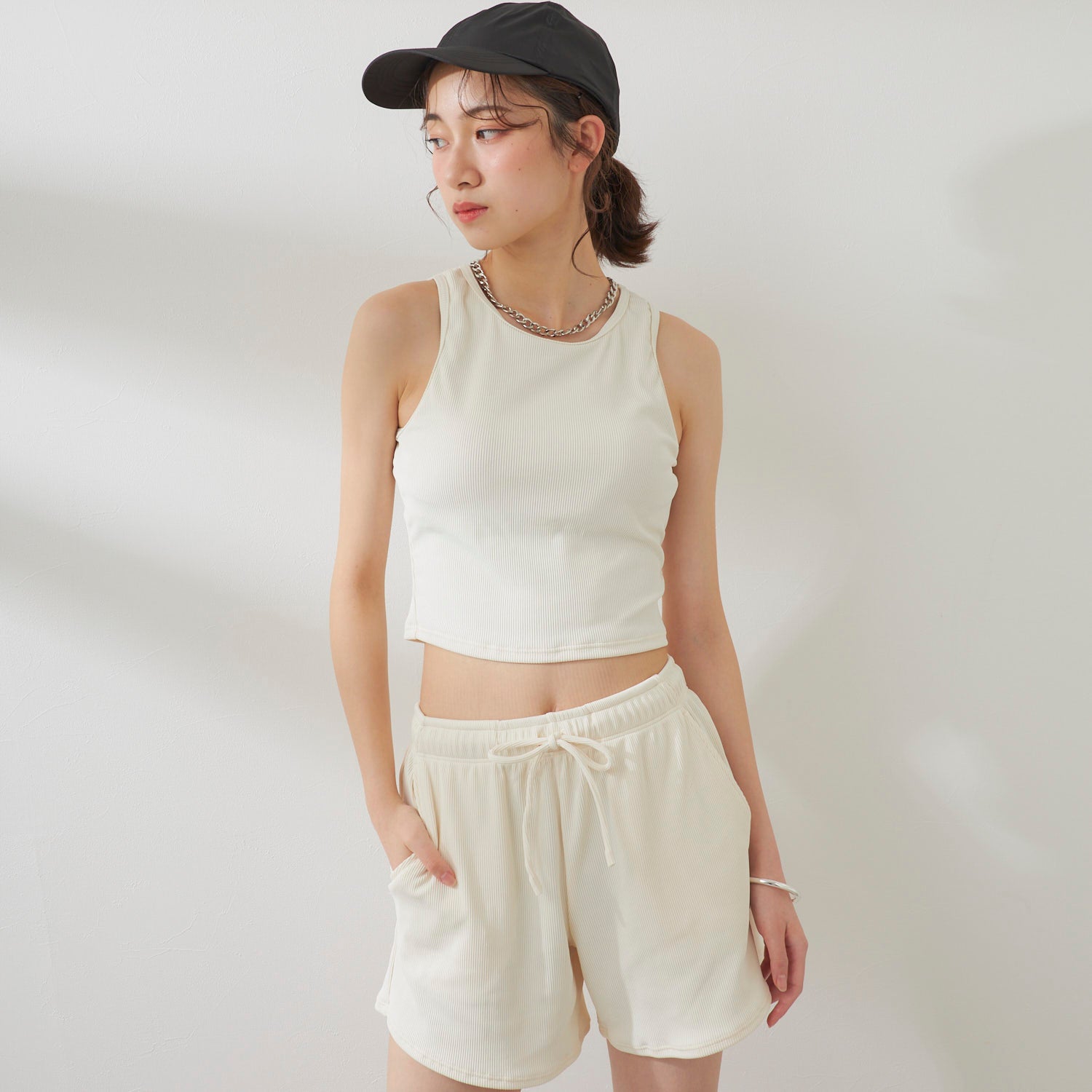 ocean pacific レディース リブ素材水着4点セット ラッシュガードロンT付き  524822-IVO