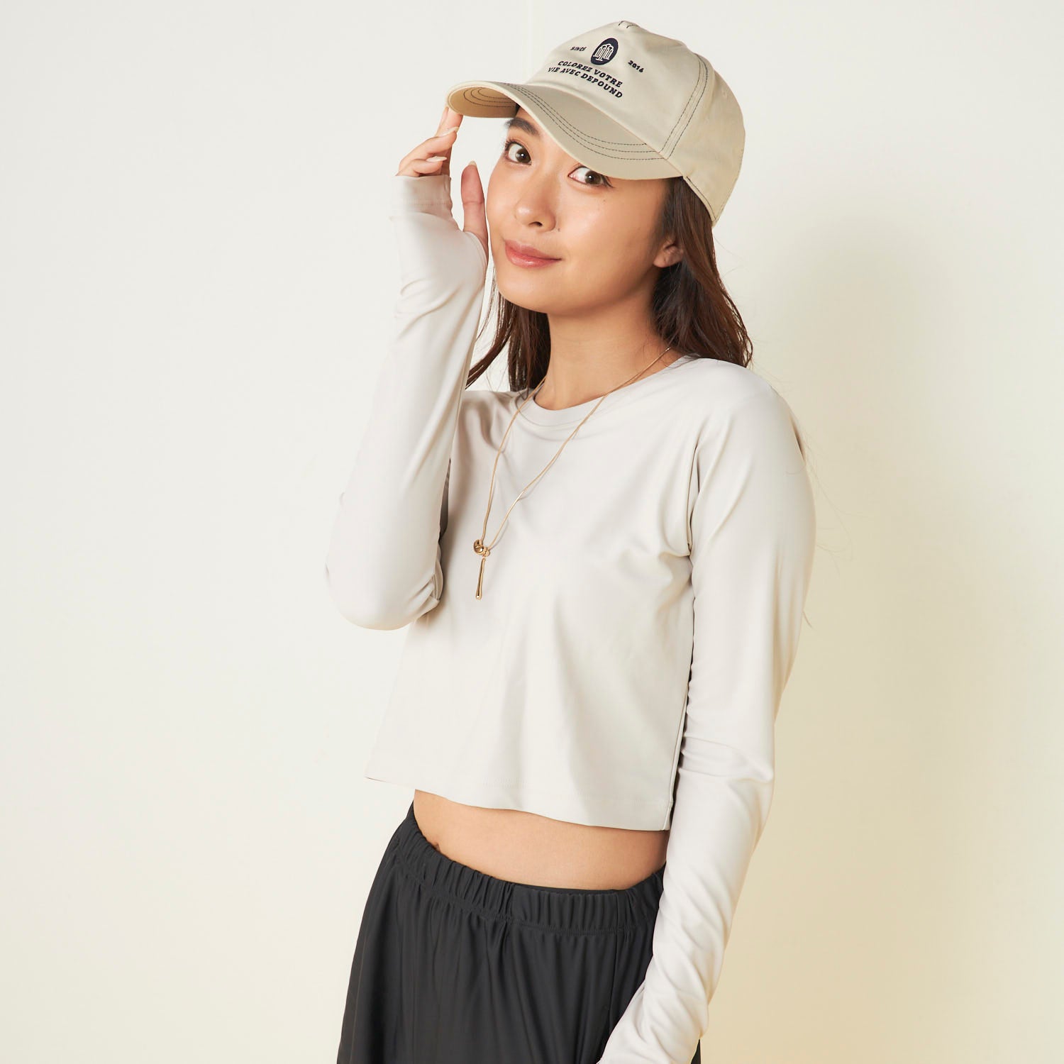 ＯＰ カップ付きラッシュガード付き 水着3点セット　アイボリー　526821　