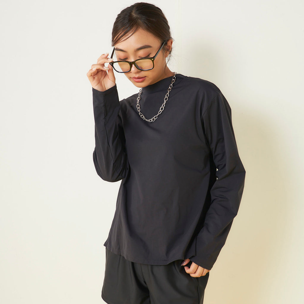ＯＰ モックネックラッシュガード付き 水着5点セット　ブラック　526823