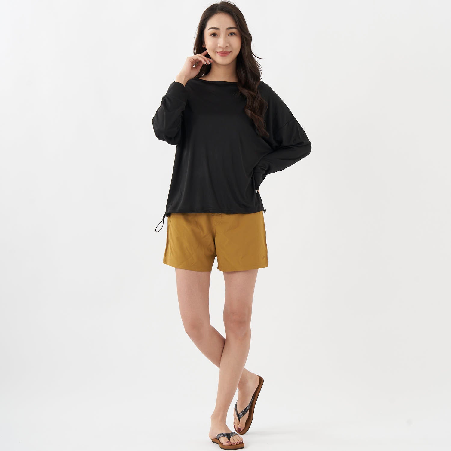 ocean pacific レディース ラッシュガード&ショートパンツ 上下セット　593800-BLK