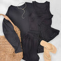 ocean pacific レディース リブ素材水着4点セット ラッシュガードロンT付き 524822-BLK